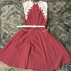 Unique vintage red gingham dress